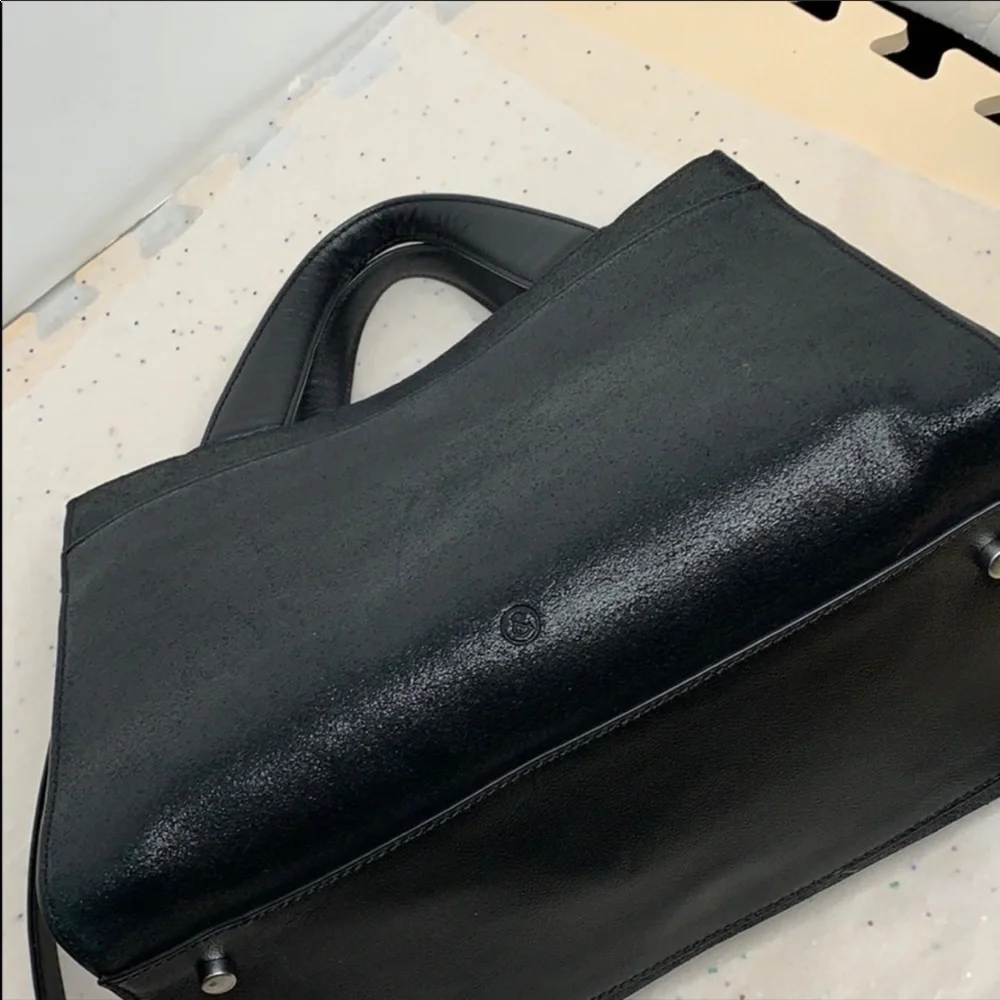 Treasure & Bond Accordion  Black Leather Satchel